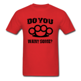 Brass Knuckles Black on Red Mens T-shirt