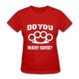 Brass Knuckles White on Red Women's T-shirt